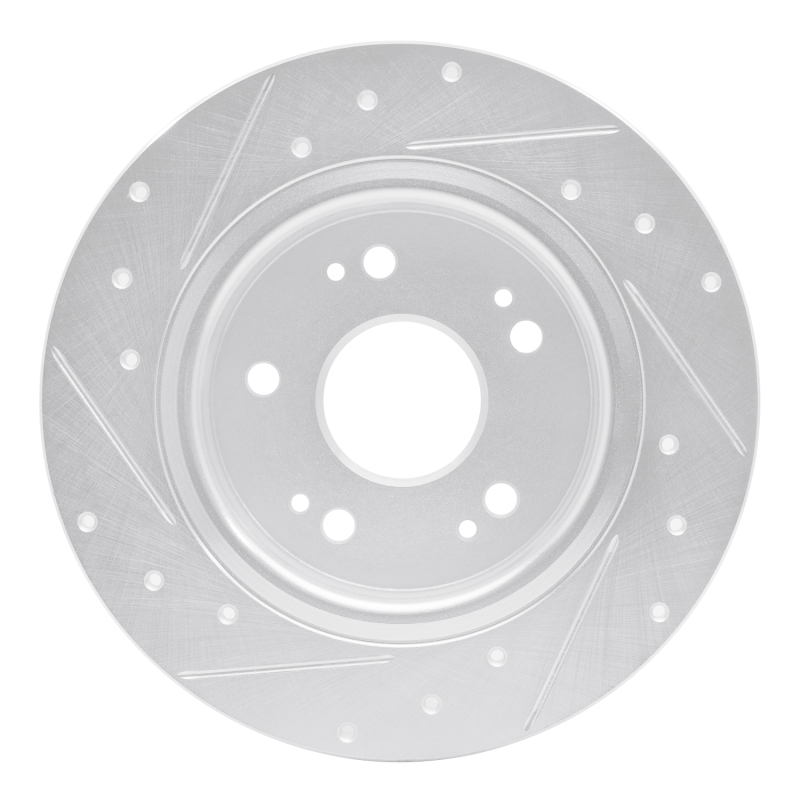 Honda CR-Z Brake Rotor (1) - Rear Right - R1 Concepts - Drilled & Slotted - Silver - 2016